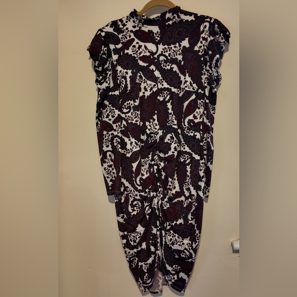 Eloquii Mock Neck Long Sleeve Dress | Size 14, White Burgundy | Bold Colorblocks - Picture 7 of 10